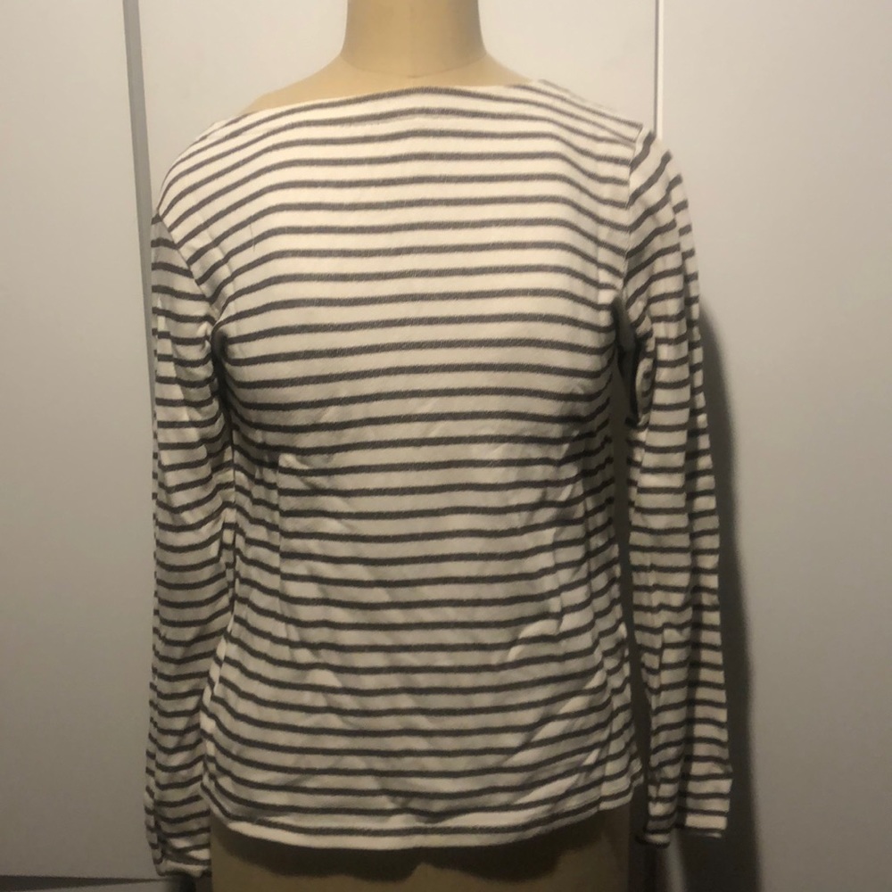 Jersey striped top with zipper detail